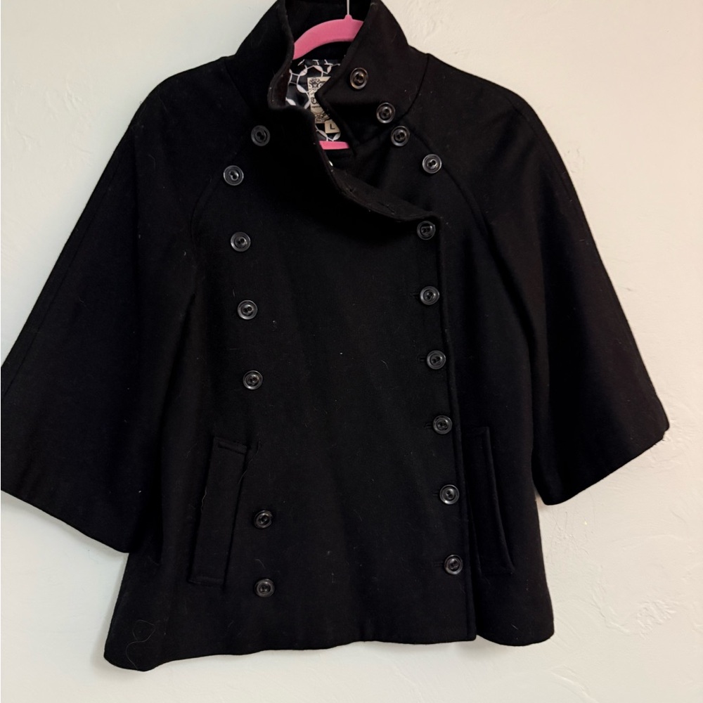 Tulle Black Double-Breasted Women's Coat